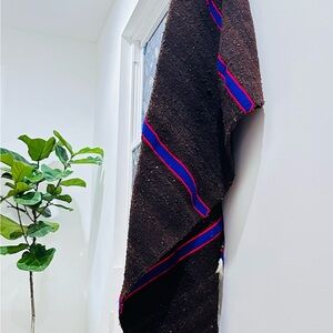 Brown and Blue Striped Blanket